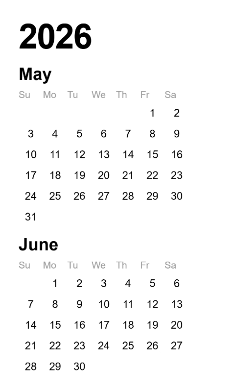 Calendar 2026 May-Jun