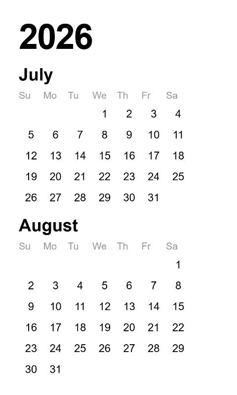 Calendar 2026 Jul-Aug