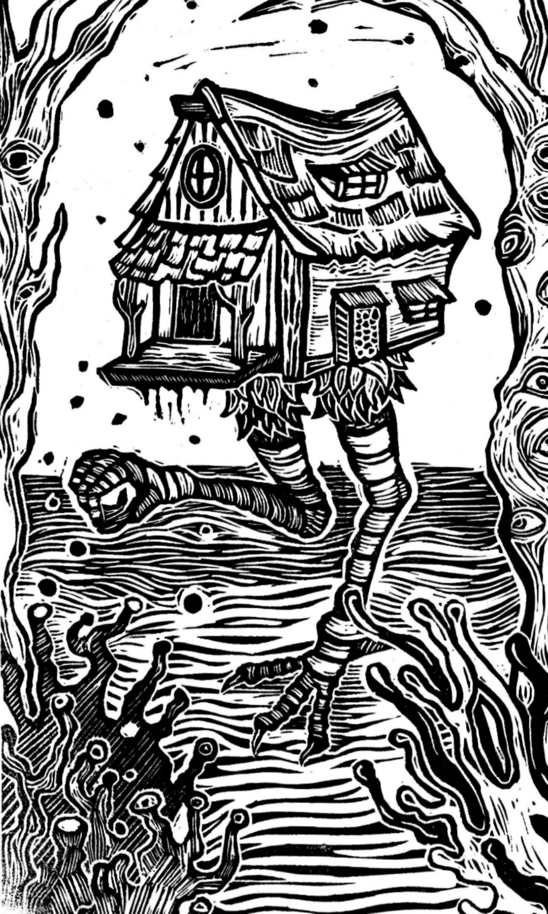 Baba yaga woodcut