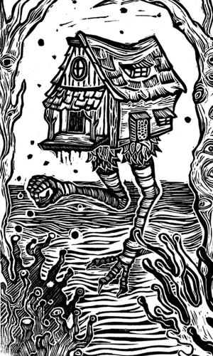 Baba yaga woodcut