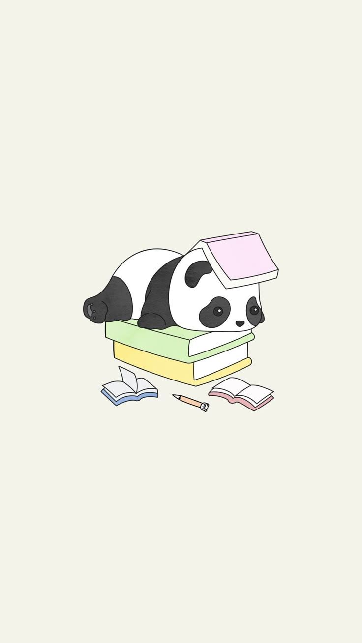 Lazy Panda with Books
