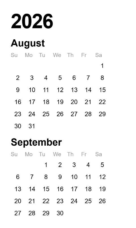 Calendar 2026 Aug-Sep