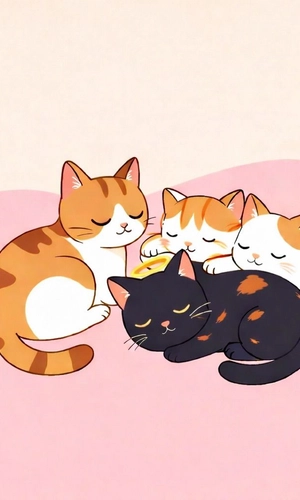 4 sleeping cats