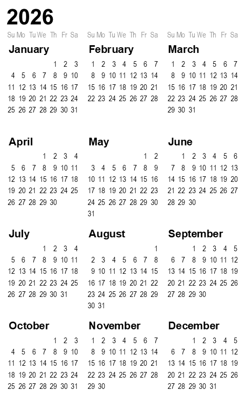 Calendar 2026 ver. 2