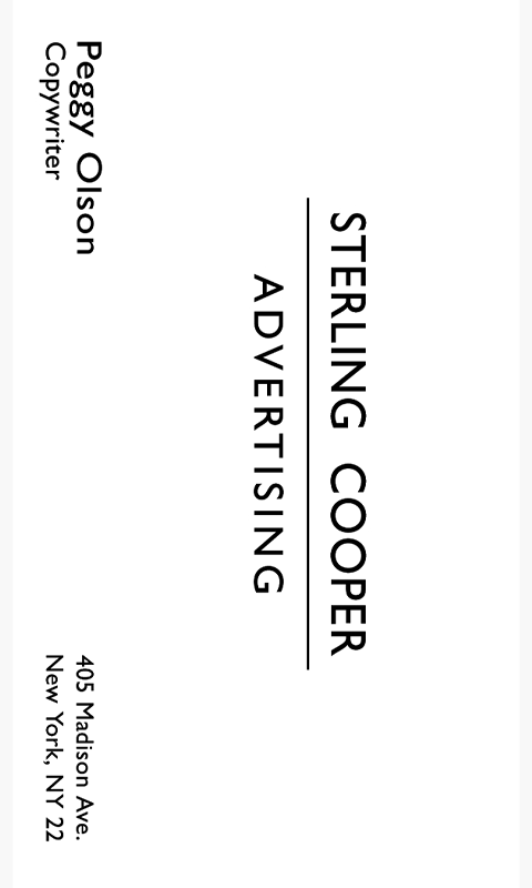 Peggy Olson Business Card (Mad Men)