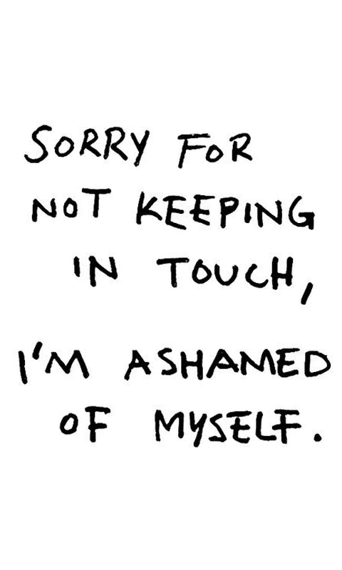 Sorry for not keeping in touch, I'm ashamed of myself.
