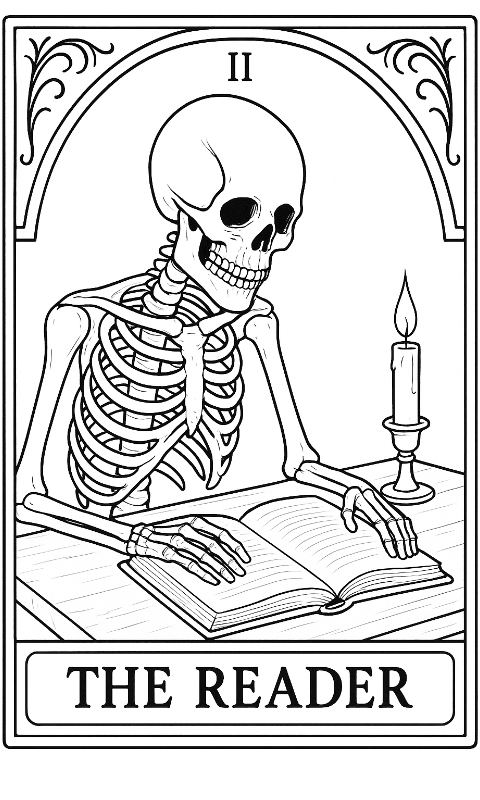 The Reader Tarot Card - Line Drawing
