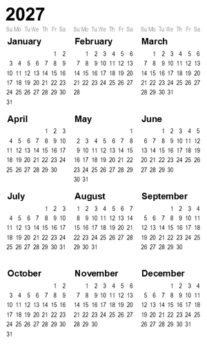 Calendar 2027
